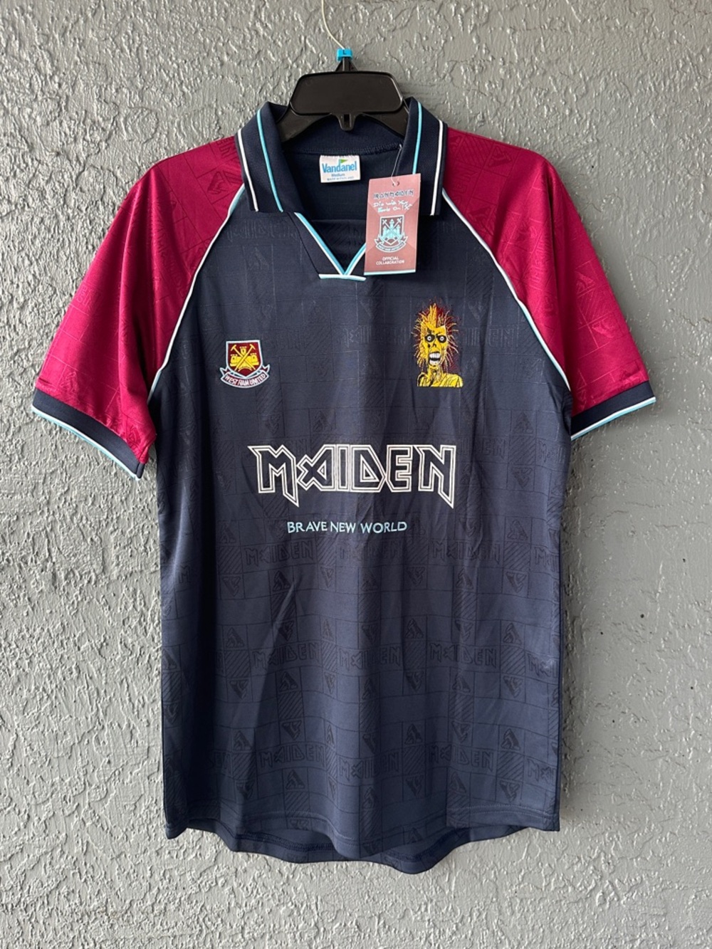 West Ham Iron Maiden #7 Retro Jersey Blue Brave New world